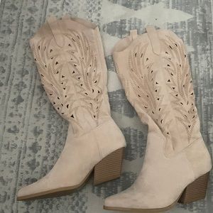 Nasty Gal Suede Slouchy Cowboy Boots